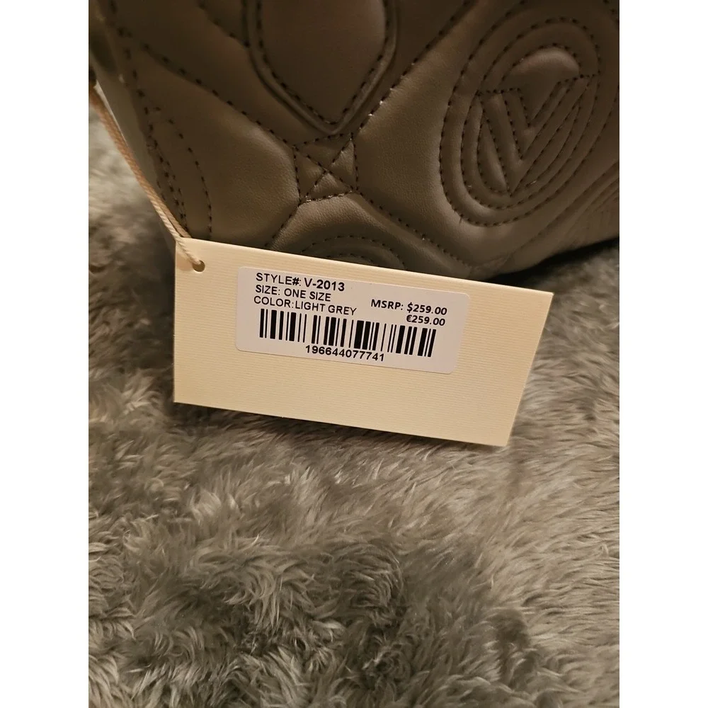 Valentino Orlandi Light Grey Quilted Monogram Handbag Crossbody‎  - MSRP 259.00